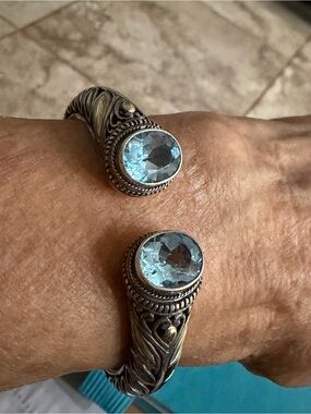 Blue Topaz Sterling and 18kt gold bracelet